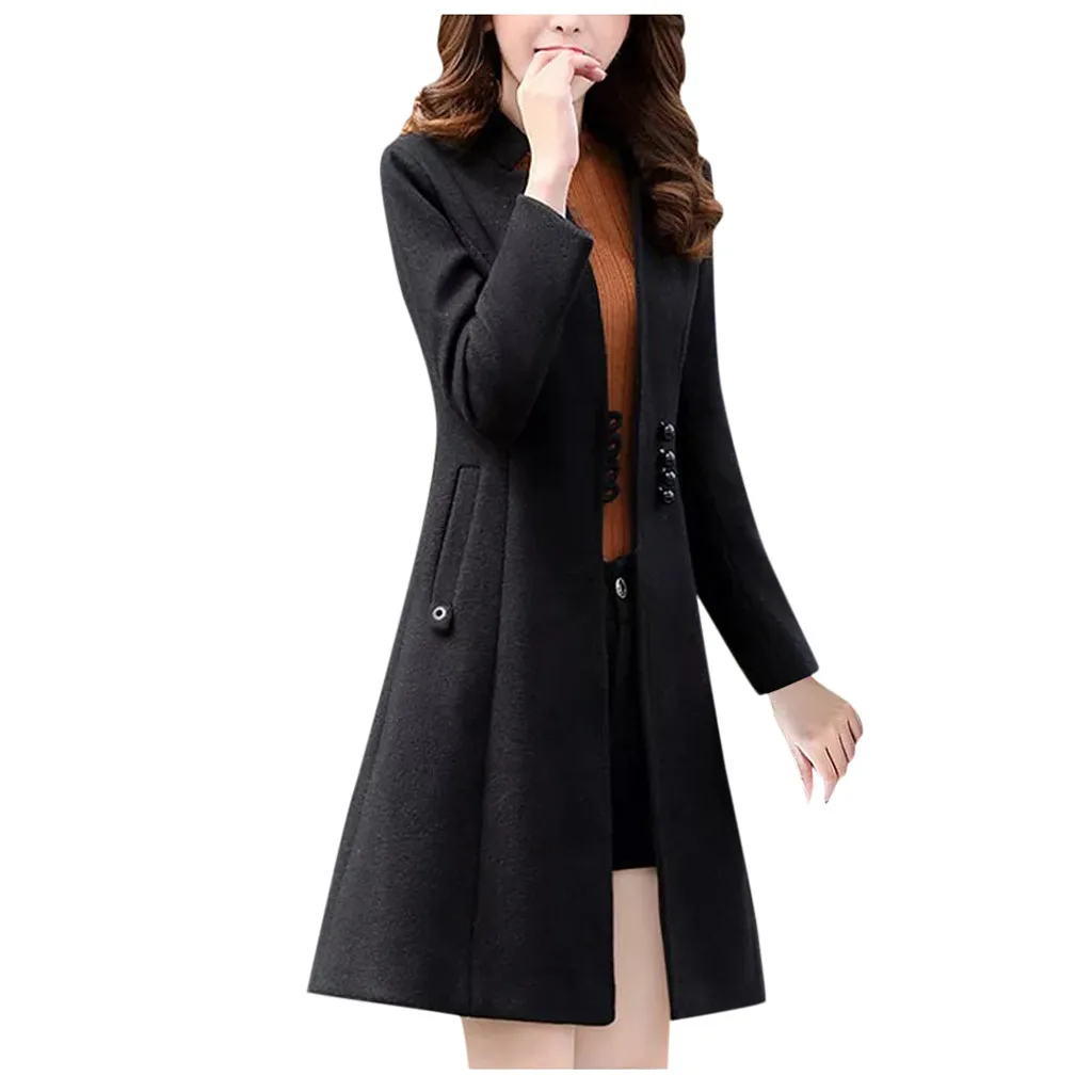 Зимнее модное тонкое пальто женское повседневное Средний длинный тонкий пальто манто Femme Manteau Femme Hiver пальто женское