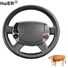Hand Sewing Car Steering Wheel Cover Funda Volante Top Layer Cow Leather For Toyota Prius 20(XW20) 2004 2005 2006 2007 2008 2009