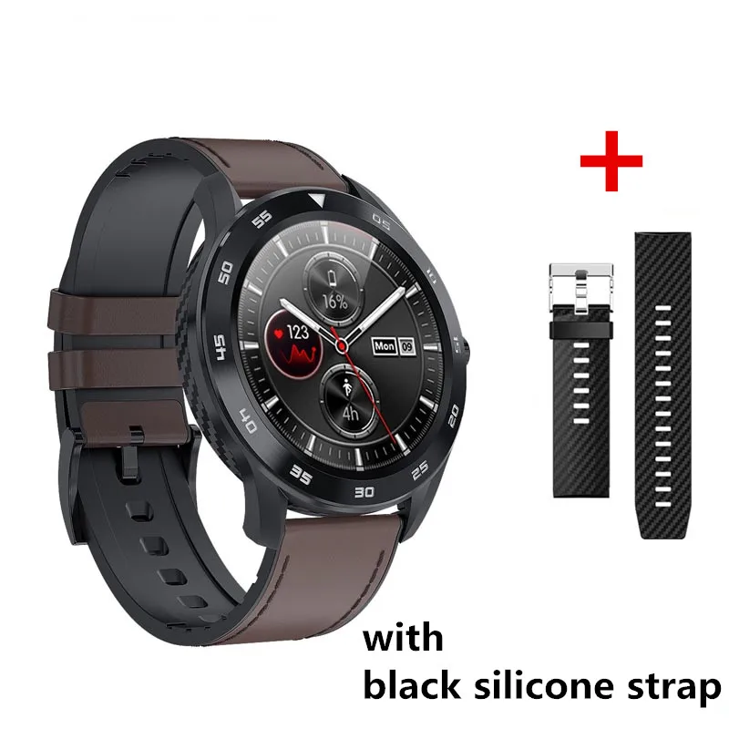black leather AMYNIKEER Смарт часы DT98 модные часы bluetooth Вызов 1,3 дюймов цветной циферблат мониторинг сердечного ритма Водонепроницаемый Фитнес-трекер - Цвет: black leather