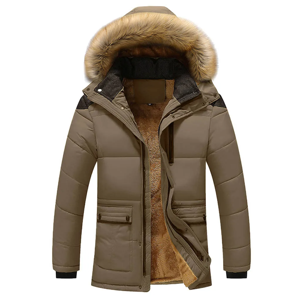 Новинка, мужское пальто, Осень-зима, чистый цвет, карман, открытая шапка, на молнии, с капюшоном, хлопковая куртка, верхнее пальто, мужское повседневное пальто, блуза