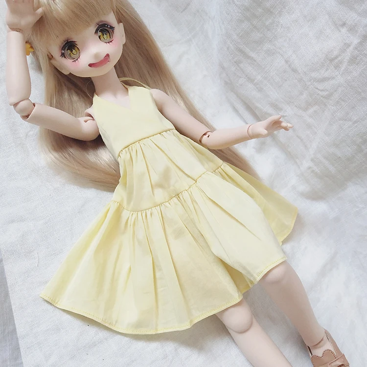 1/3 1/6 1/4 тонкая bjd SD Одежда для кукол желтое летнее платье для 1/3 1/4 1/6 bjd Одежда для кукол