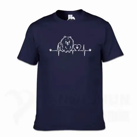 New Funny Pomeranian T Shirt Unisex Short Sleeve O-Neck 16 Colors Cotton Casual Cute Heartbeat Dog T-shirt Girls Woman Tshirt