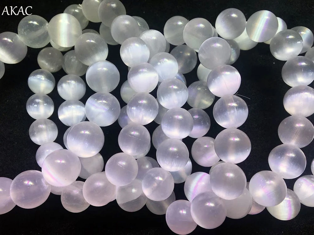 approx13-13.5mm натуральный белый кальцитовый браслет бусины с кошачьим глазом