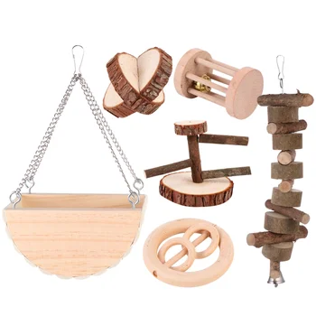 

6PCS Wooden Pet Toys Durable Useful Practical Chic Creative Pet Grinding Playthings Pet Toys for Hamster Dog