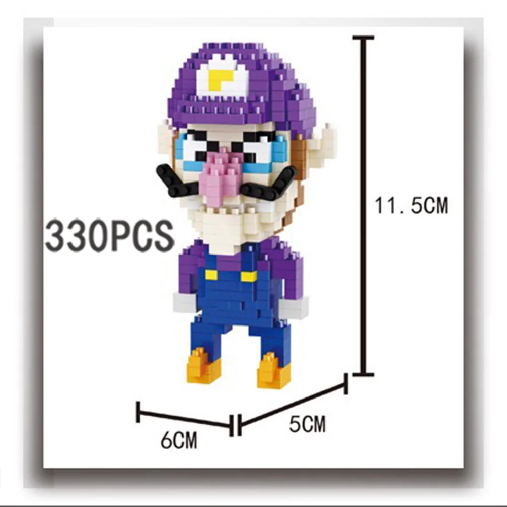 330 шт. Super Mario Bros Луиджи Йоши Toad Wario Koopa модель строительные блоки Развивающие кирпичные игрушки для детей рождественские подарки - Цвет: 330PCS Waluigi