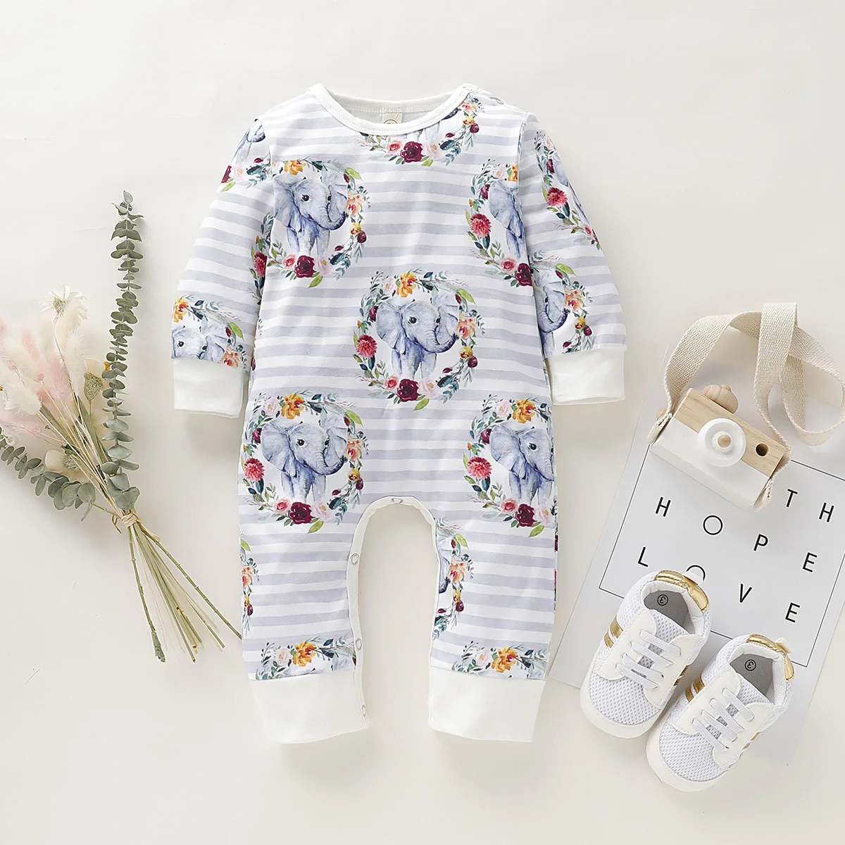 Emmababy новорожденного ребенка для девочки, мальчика, ребёнка, полосатый комбинезон, осенне-зимняя одежда 0-18 месяцев