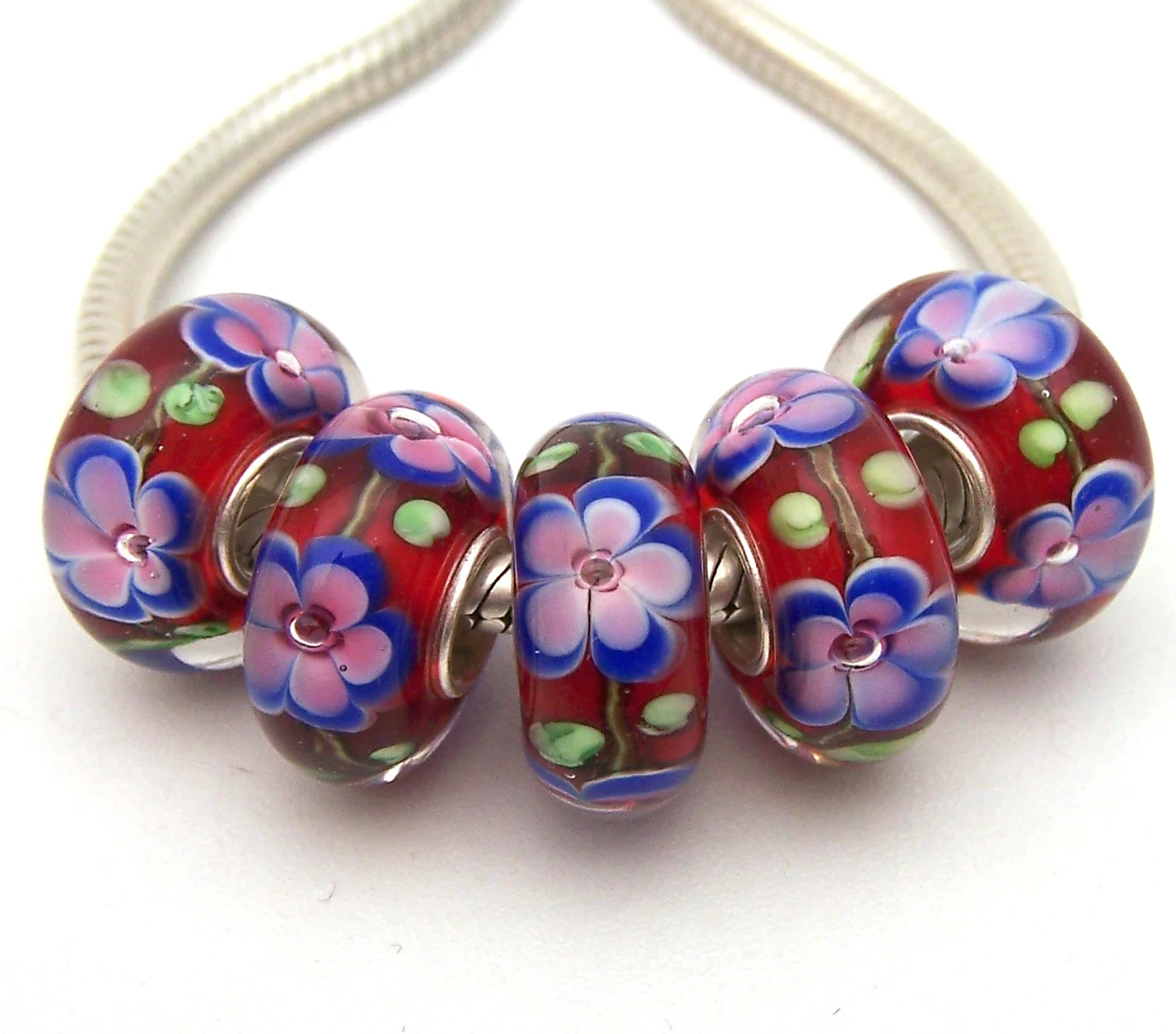 

YG203 5X 100% Authenticity S925 Sterling Silver Beads Murano Glassbeads beads Fit European Charms Bracelet diy jewelry Lamp-work