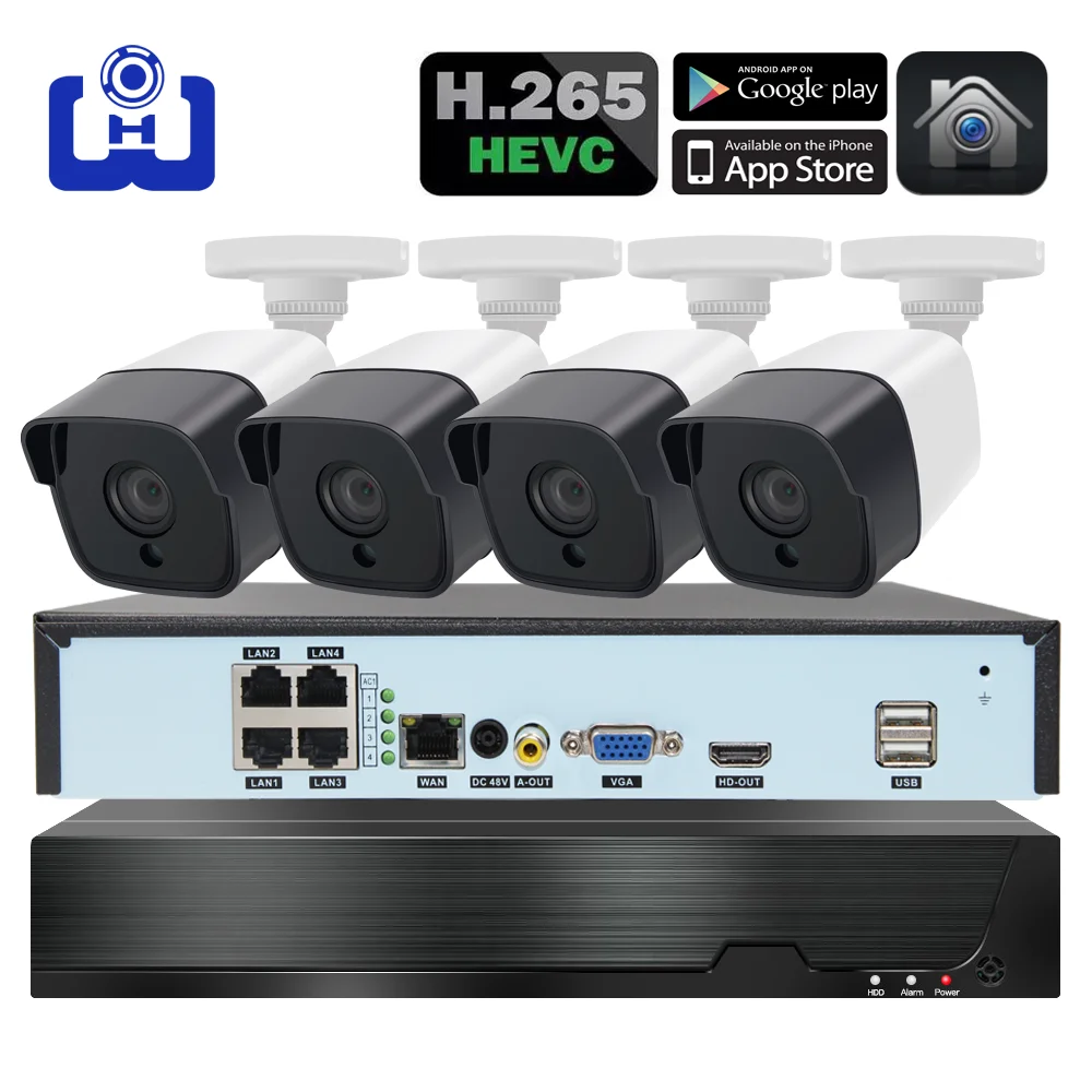 4ch 5MP POE Наборы H.265 Системы CCTV PoE NVR на открытом воздухе Водонепроницаемый IP Камера сигнализация наблюдения видео P2P 1080P 2MP Наборы