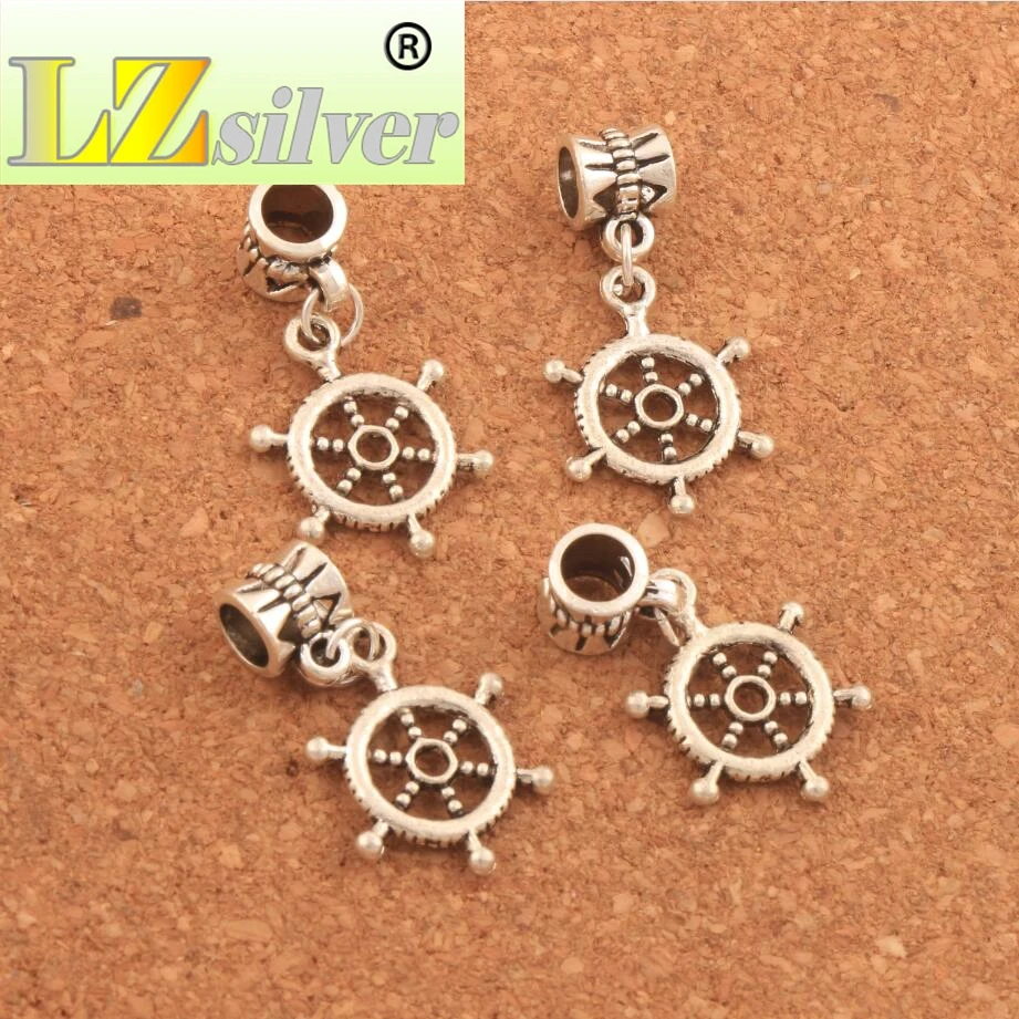 Dots Rudder Big Hole Beads 15x30mm 100PCS Zinc Alloy Dangle Fit European Charm Bracelets B010