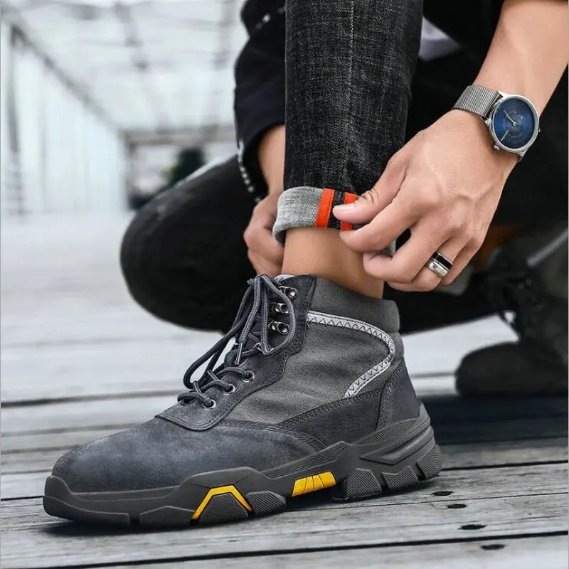 

Men high top casula shoes Man Desert Military Western Boots Men Ankle Boots Outdoor Non-slip Male Basic Work Shoes A56-77