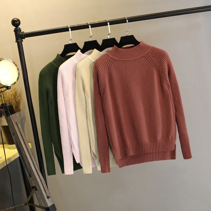 

2021 Ins Winter Women Solid Color Sweaters Autumn Winter Fashion Women Knit Sweaters Winter Warm Sweaters