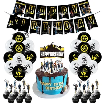 

The New 20 Fortress Night Game Party Fortress Birthday Pull Flag Cake Cha Pai Balloon Suit Party Decoration