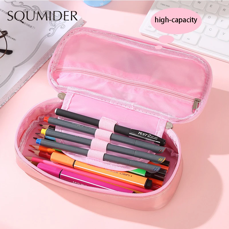 Креативный чехол для карандашей SQUMIDER, мультяшная коробка для карандашей на молнии, вместительная сумка для студенческого подарка, милые школьные канцелярские принадлежности