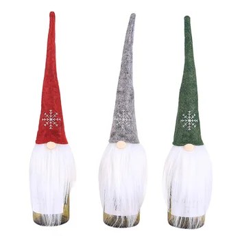 

3pcs Hotel Dustproof Christmas Gnomes Festive Atmosphere Home Cute Wine Bottle Cover Restaurant Cloth Table Decoration Party