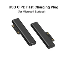 Usb tipo c pd carregamento rápido conversor de tomada para microsoft surface pro 3 4 5 6 go usb c conector adaptador fêmea para livro de superfície