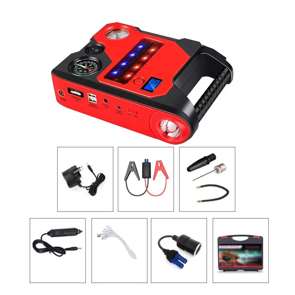 

22000mAh Portable Car Jump Starter Tire Inflator Battery Booster Charger Charging Power Bank Starting Device