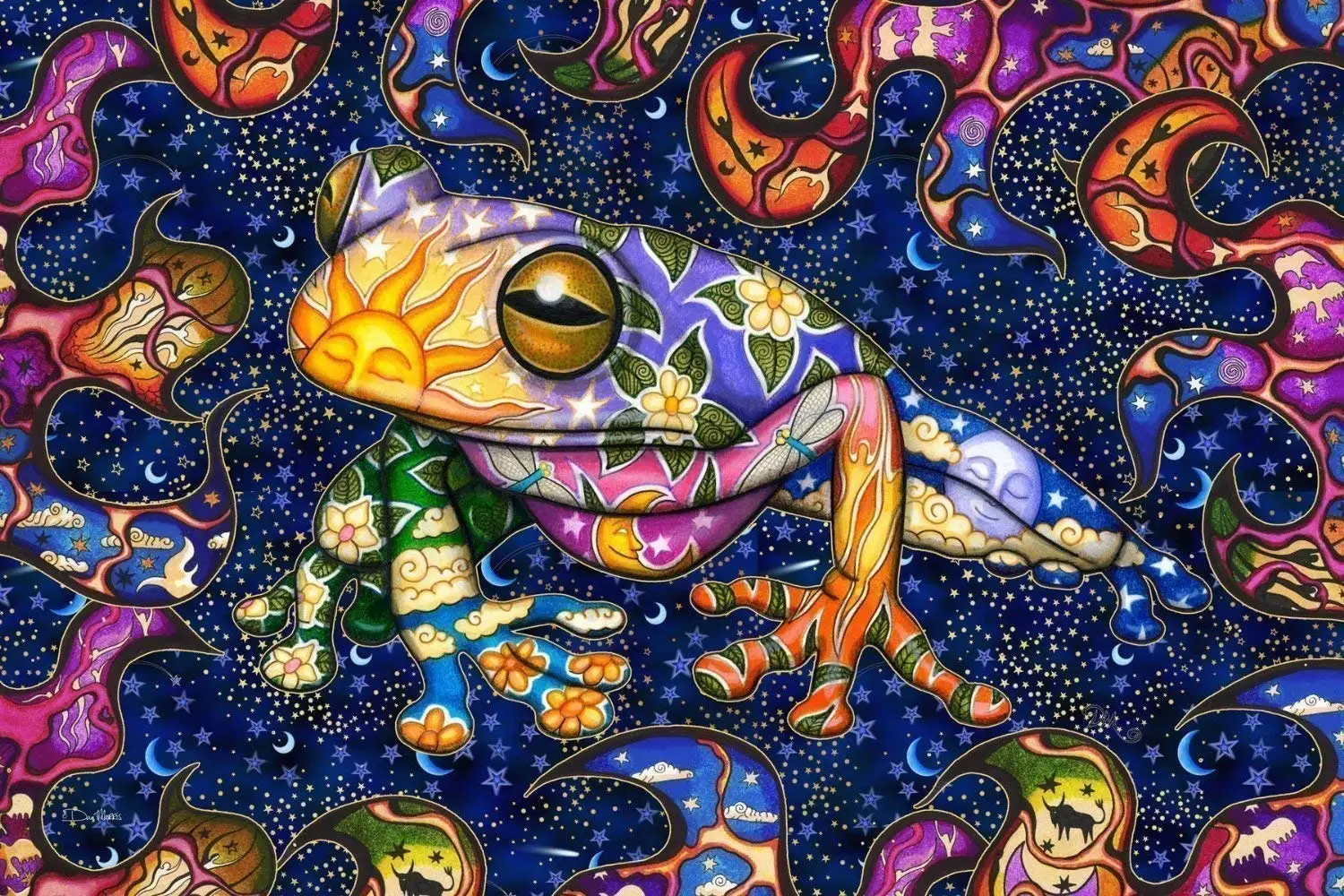 

Peace Frog Psychedelic Tapestry by Dan Morris Print