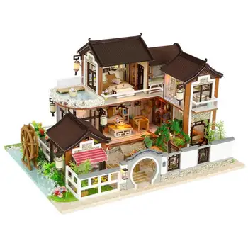 

Dream in Ancient Town Wooden Doll House DIY Kid Miniaturas Furniture Assemble Dollhouse Kit Decoration Christmas Birthday Gifts