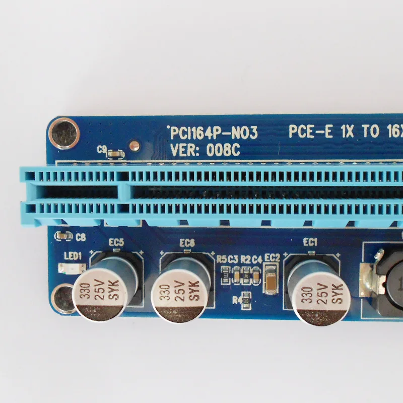 Обновленная версия VER008C Riser PCI E 1x к 16x Card светодиодный USB 3 0 6pin питание для BTC Asic Bitcoin