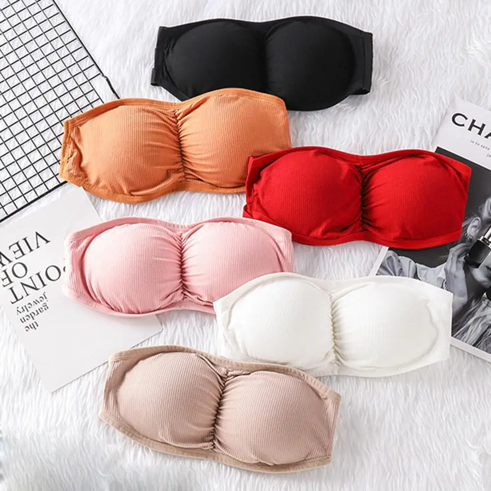 Женский эластичный бюстгальтер без бретелек 3 крючка пуш ап невидимые