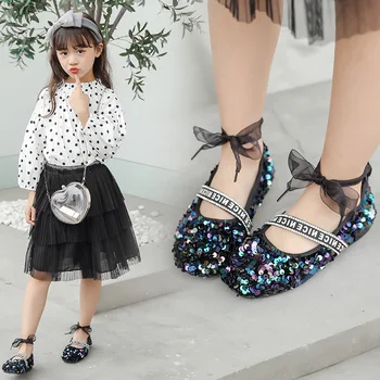 

2020 Girls Shoes Casual Baby Walking Shoes Bling Sequins Twinkle Silver Toddler Shoes For Girls Princess Dress Shoes Flats