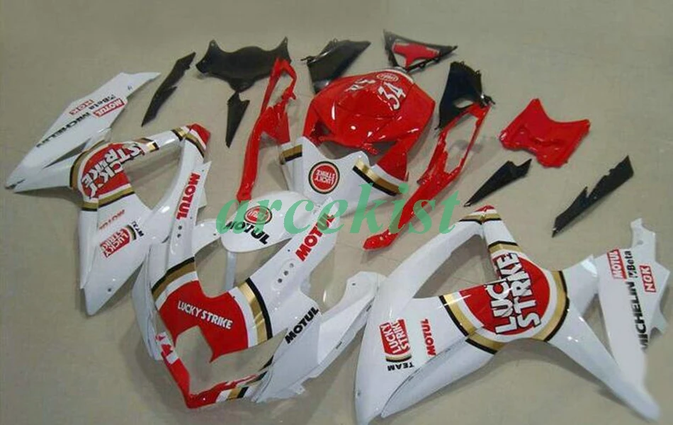 red white 4 бесплатные подарки ABS Обтекатели комплект подходит для GSX-R600 GSX-R750 08 09 10 R600 R750 K8 GSXR 600 750 2008 2009 2010 пользовательские Tyco - Цвет: red white
