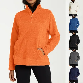 

Felpe 2019 Autumn Winter Boutique Women's Sweatshirt Casual Solid Color Long-sleeved Zipper Warm Sweatshirt Women Sudadera Mujer