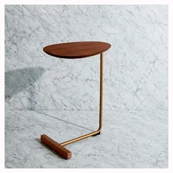 K star simples moderno mesa lateral ferro arte sofá mesa de canto preguiçoso leitura de cabeceira oval mesa de café chá bancada de madeira maciça