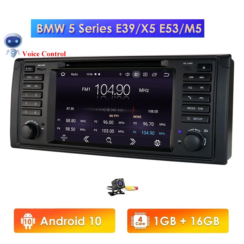 Автомагнитола 1DIN Android 10 0 4 ГБ 64 автомобильный DVD-плеер для BMW/E39/X5/E53 GPS-навигация