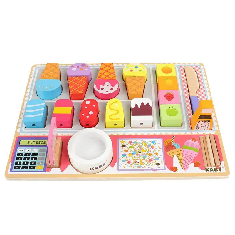 

Wooden Play House Kitchen Toy Pretend Play Ice Cream Fruit Barbecue Set Mini Food Education Kids Toys Preschool Children Gifts