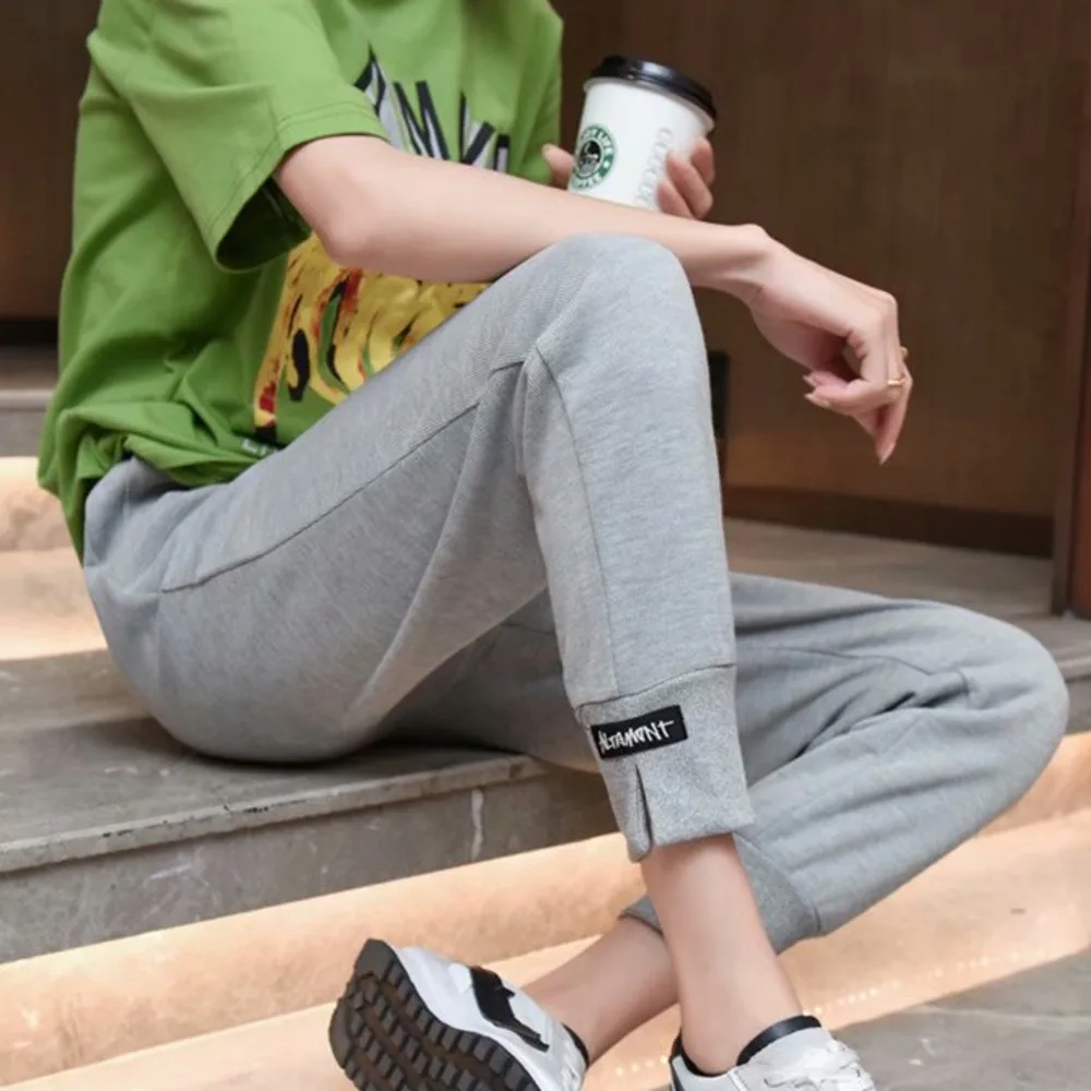 

2020 Spring Autumn New Women Loose Sweatpants Casual Long Trousers Elastic High waist Plus size Pants Solid Women Harem Pants