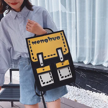 

New Korean student bag personalized canvas cartoon three-dimensional book bag 3D cartoon cartoon cartoon double shoulder bag