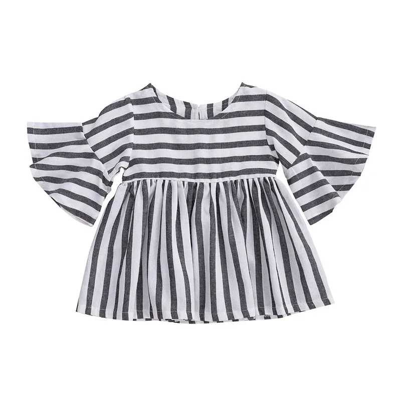 Kids Baby Girl Flare Sleeve Striped Dress Princess Girls Holiday Party
