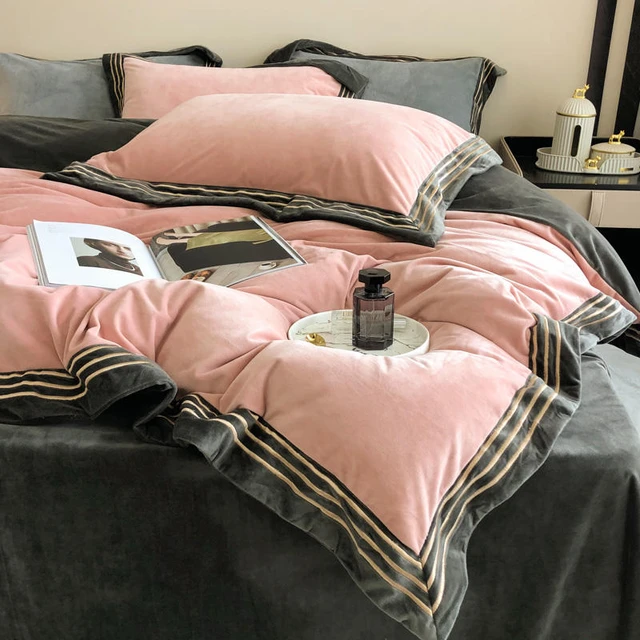 Thickened milk plush four piece bed set for winter light luxury high-end  bedding, suede sheets, and duvet covers - AliExpress