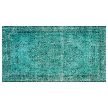 

Handmade Turquoise Vintage Overdyed Turkish Area Rug 169x311 Cm-5'7''X10'2''