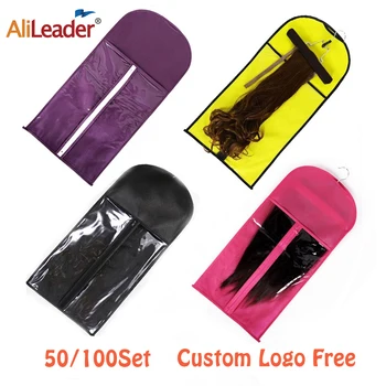 

Alileader Wig Storage Bag With Hanger 50/100Set Free Logo Custom Portable Dust Proof Protective Collapsible Package Portable