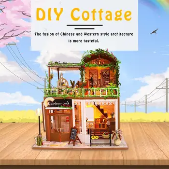 

3D Wooden DIY Cottage Puzzle Toy Innovative Handmade Doll House Birthday Gift For Children Adults Xmas Gift Creative Jigsaw Puzz