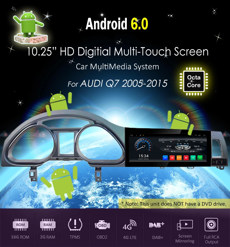 Kukuz Android 10,2" автомобильный dvd gps плеер для Audi Q7 мультимедиа 2010 2012 2013 аудио Радио система навигации ips AUX