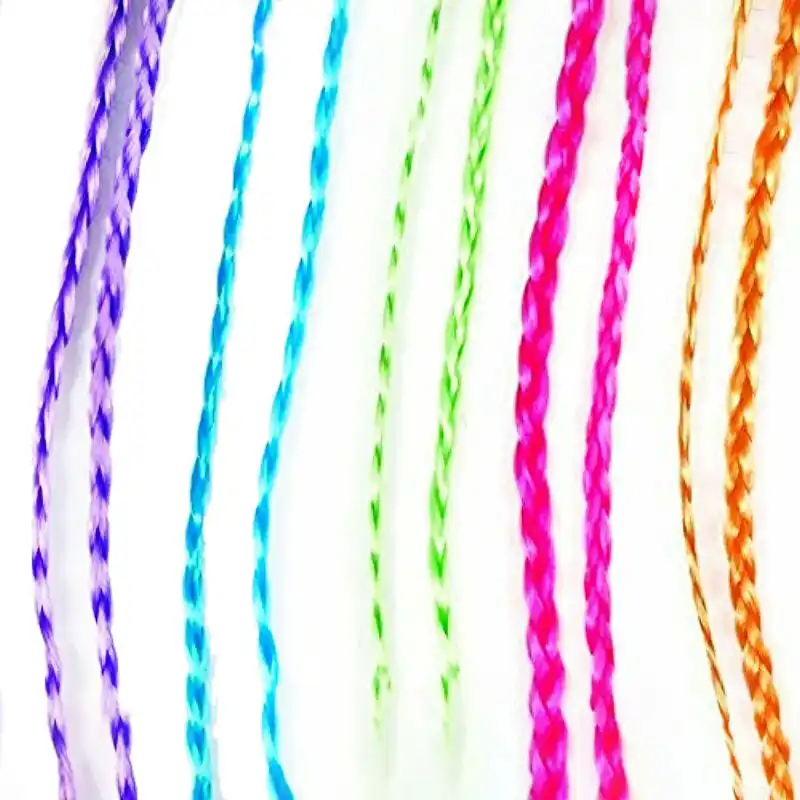 12pcs 30cm Kids Girls Colorful Nylon Braided Hair Clip On Hair