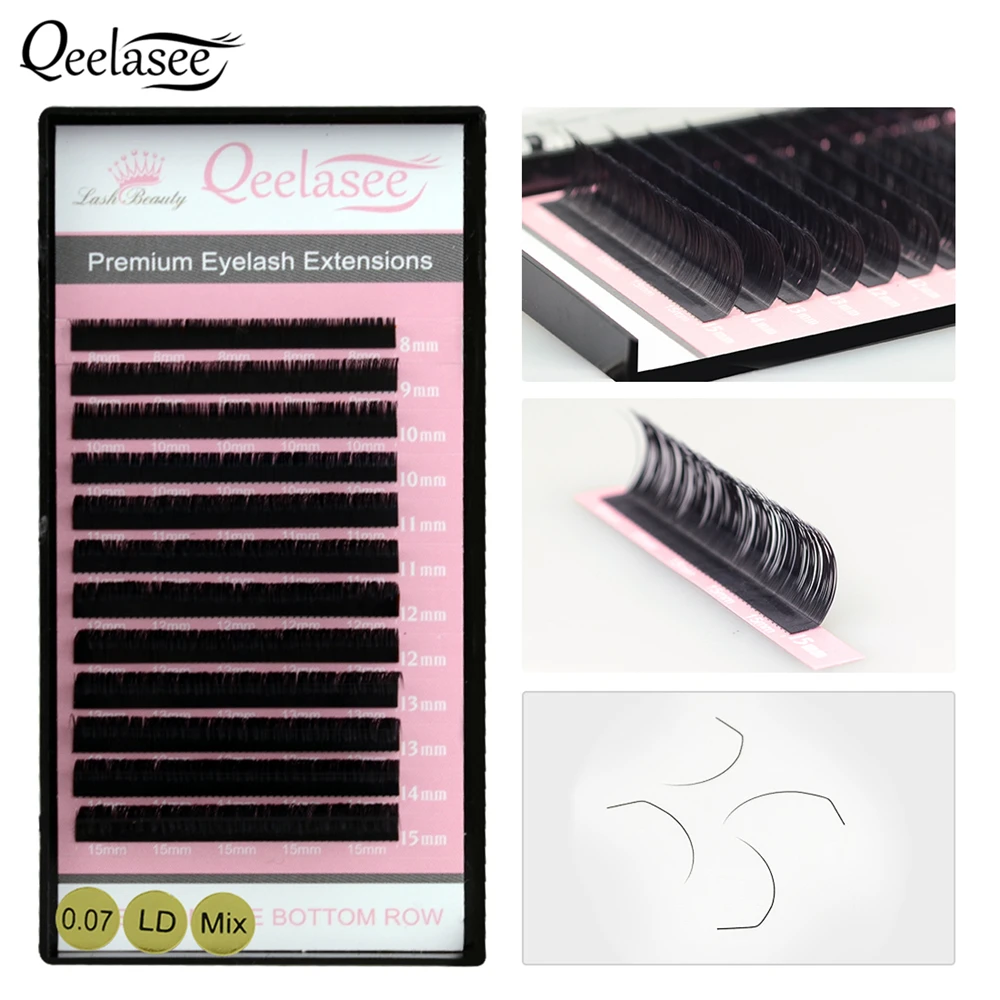 Qeelasee L/L+/LC/LD curl накладные ресницы для наращивания норки черный материал 8-15 мм смешанный лоток L локон накладные ресницы - Цвет: LD curl