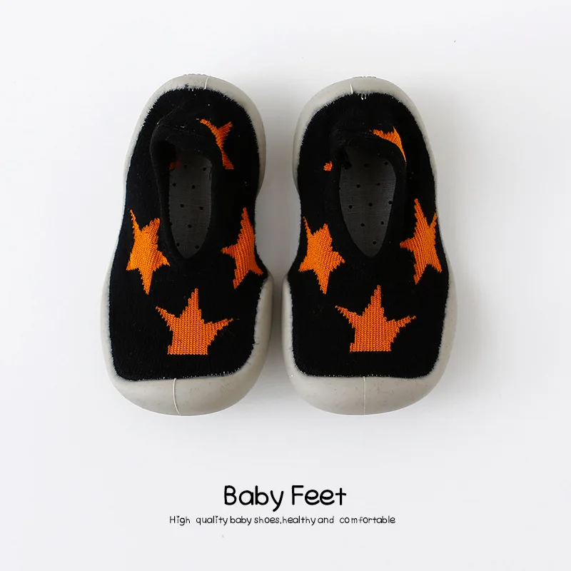 Unisex Toddler First Walker Baby Shoes First Shoes Baby Walkers Baby Girl Kids Soft Rubber Sole Baby Shoe Knit Booties Anti-slip - Цвет: Серый