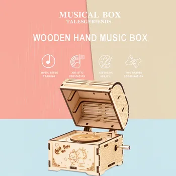 

Children 3D Three-Dimensional Wooden Early Childhood Toy Model Puzzle Music Box Retro Classical Building Block Toys Gear Sets