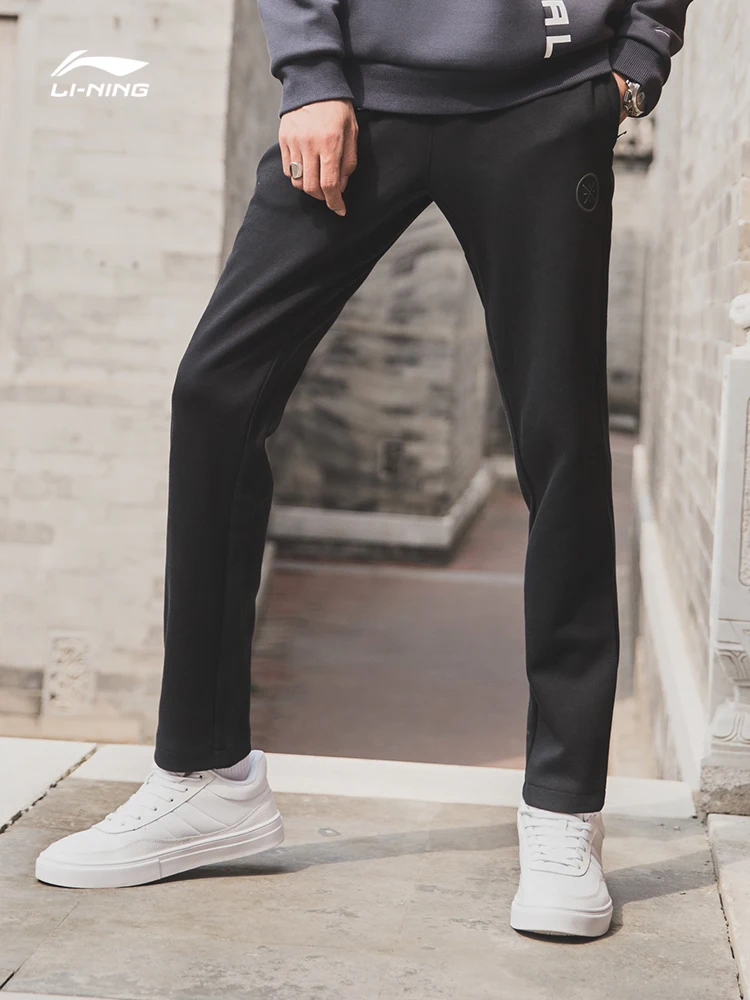 Li-Ning мужские спортивные штаны серии Wade из 66% хлопка и 34% полиэстера, удобные спортивные штаны AKLN905 COND18