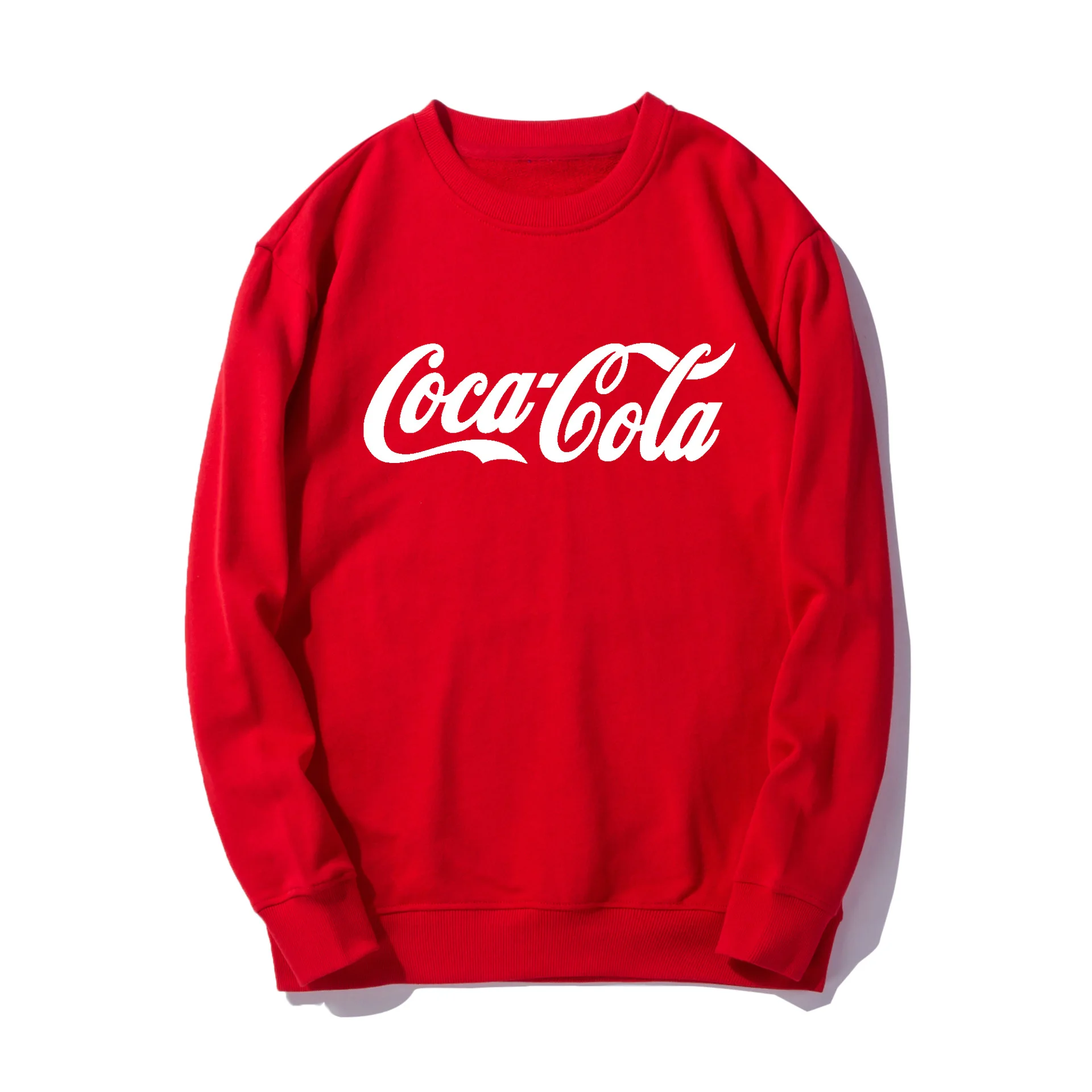 Популярный бренд Coca-Cola, толстовка с капюшоном, европейский и американский стиль, Ретро стиль, высокая улица, свободный крой, длинный рукав, вырез лодочкой, пуловер