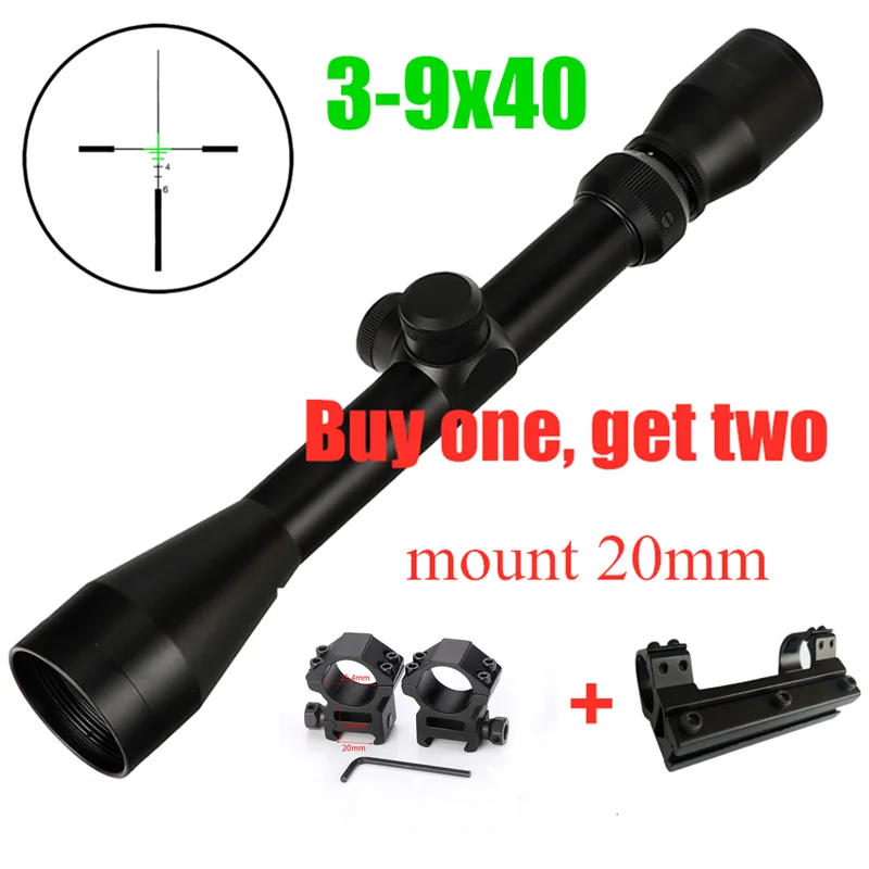 20mm 3-9X40 охотничий Воздушный прицел для винтовки провод дальномер Сетка арбалет или Mil точка Сетка прицел тактический оптические прицелы - Цвет: 20mm