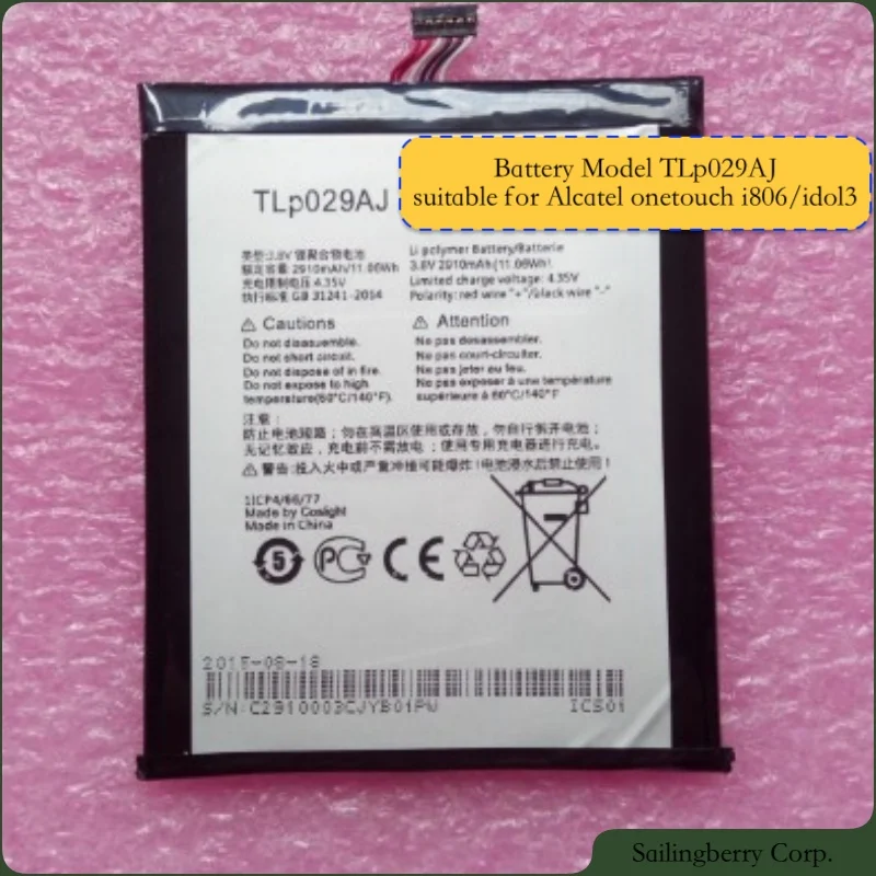 Аккумулятор подходит для Alcatel-mobile i806 idol3 с аккумулятором модели TLp029AJ