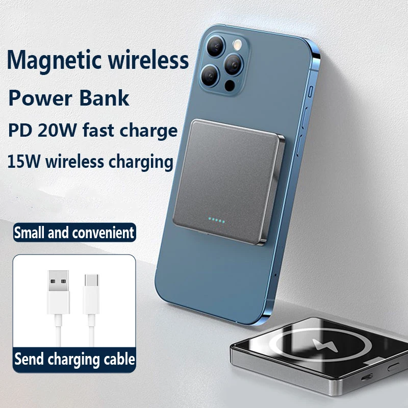 For iphone12 magsafe 15W Magnetic Wireless Fast Charger 10000mAh Portable Mini PowerBank For xiaomi Samsung Mobile Phone Battery