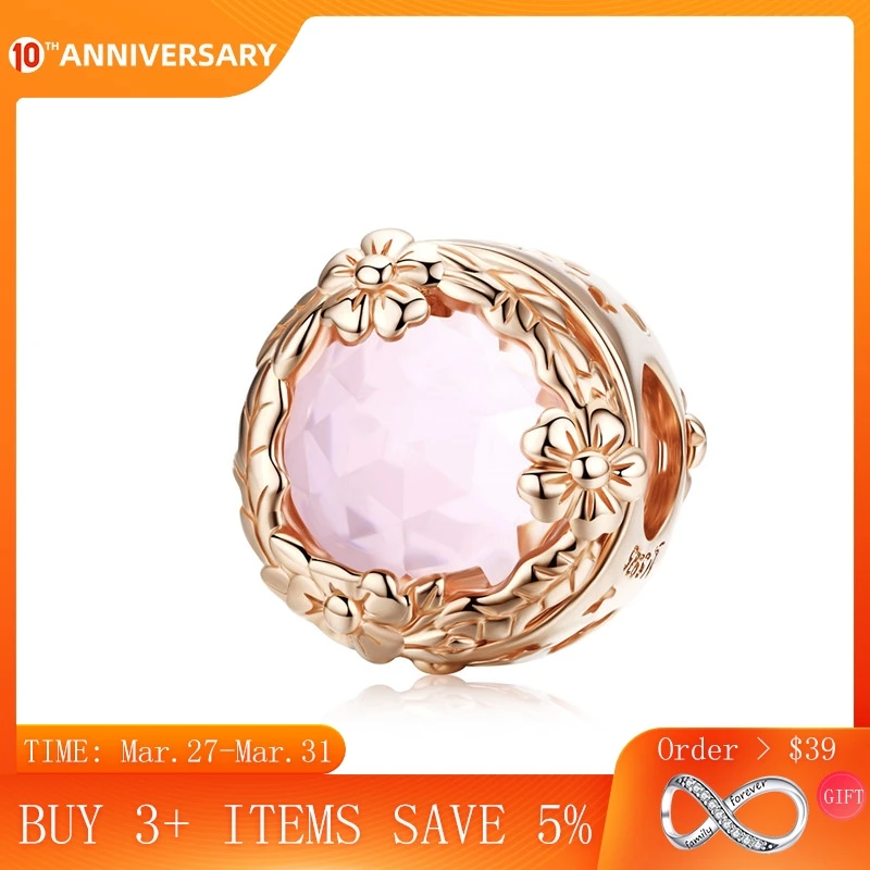 

CodeMonkey Rose Gold Color Butterfly and Flower Gardon Round Metal Beads for Original Charms Bracelet Glass Charm Jewelry C1258