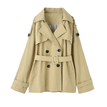 

Spring autumn Fashion Double breasted Trench Coat Women Loose Sashes Female Long Sleeve Outerwear Long Windbreaker Outerwear