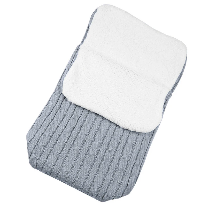 Winter baby stroller sleeping bag outdoor button baby knitted sleeping bag wool plus velvet thick quilt warm  sleeping bag 30D5 (12)